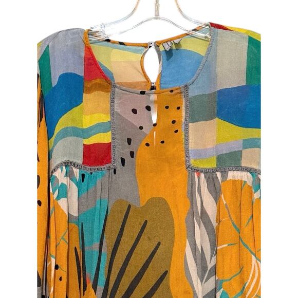 Anthropologie Bl-nk NYC Miranda Peasant Blouse Balloon Sleeve Artsy Tunic Retro - Picture 5 of 7